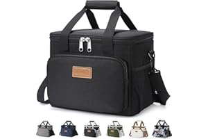 Lifewit Medium Lunch Bag, Insulated Lunch Box, Soft Cooler Cooling Tote for Adult Men Women, Black 12-Can (9L)