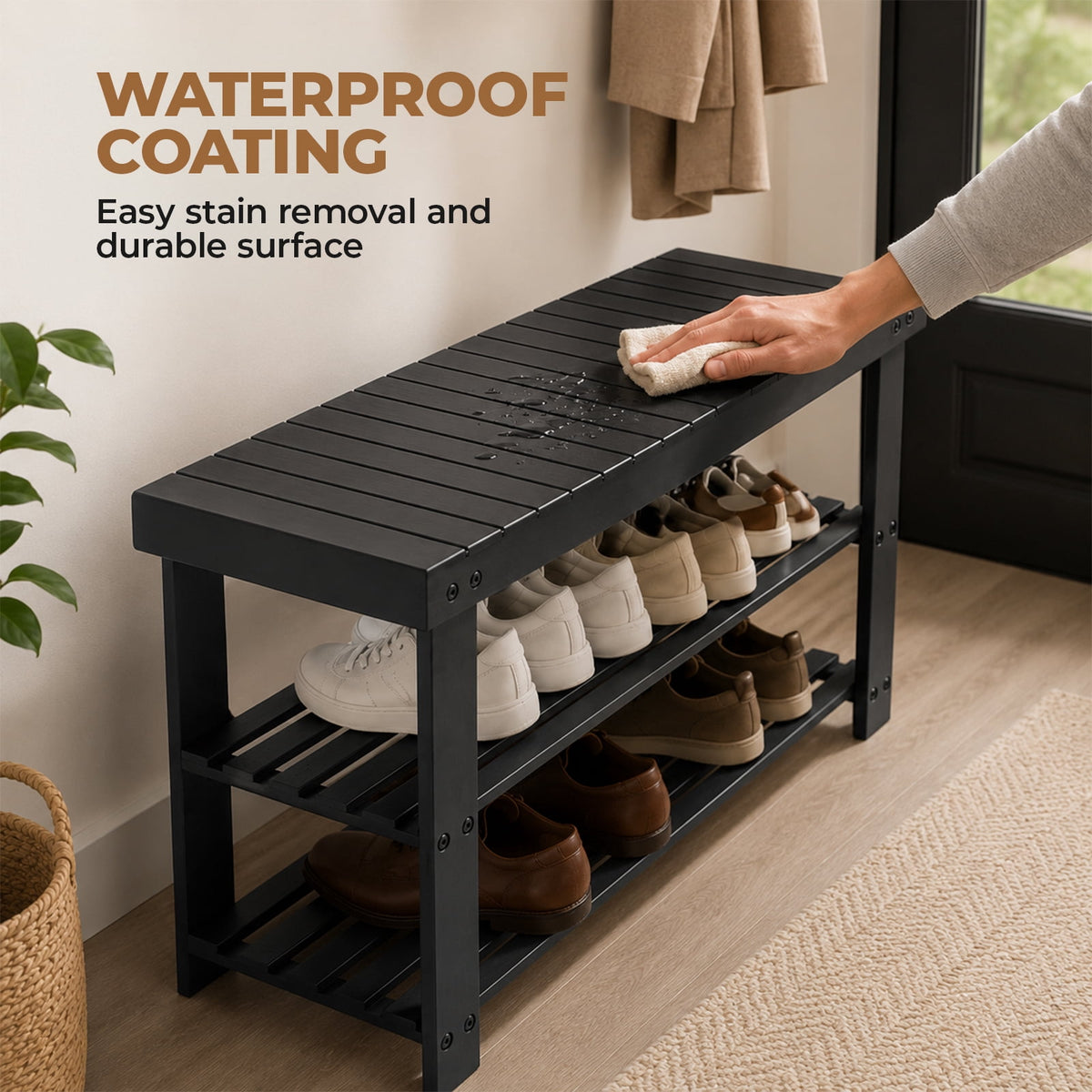 3 Shoe Rack Bench, Shoe Storage Organizer, Entryway Bench, Perfect for Shoe Cubby, Bathroom Bench, Entryway Organizer... - Image 5