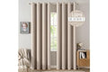 MIULEE 100% Blackout Linen Textured Curtains for Bedroom Solid Thermal Insulated Natural Beige Grommet Room Darkening Curtain
