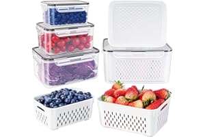 Freshmage Fruit Storage Containers for Fridge with Removable Colander, Airtight Food Storage Container, Dishwasher Safe Produ