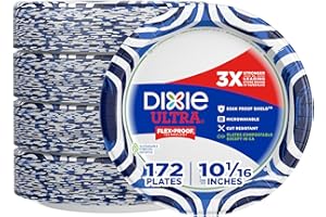 Dixie Ultra, Large Paper Plates, 10 Inch, 172 Count (4 packs of 43 plates), 3X Stronger*, Heavy Duty, Microwave-Safe, Soak-Pr