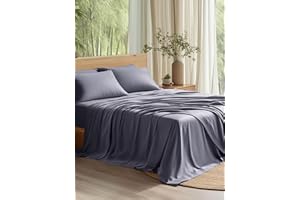 Bedsure Queen Sheet Set, Cooling Sheets for Queen Size Bed Set, Rayon Derived from Bamboo, PureWoven, Breathable & Soft, Deep
