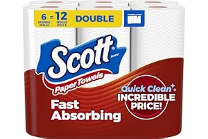 Scott Paper Towels, Choose-A-Sheet, 6 Double Rolls = 12 Regular Rolls (108 Sheets Per Roll)