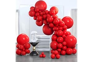 PartyWoo Red Balloons 140 pcs Different Sizes of 18 12 10 5 Inch Red Balloon Arch Kit Garland for Birthday Graduation Bachelo