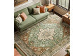 RELEANY Area Rugs 8'x10' Washable Non-Slip, Floral Vintage Distress Medallion Carpet for Living Room Bedroom Dining Room, Ter