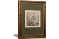 Vintage Gold Framed Wall Art Tree Forest Landscape Painting Canvas Prints Green Gray Tree Natural Sketch Picture Rustic Farmh