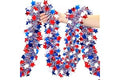 YunPuff 50 Ft Patriotic Star Garland, Red White Blue Metallic Tinsel with 5-Pointed Stars, 4th of July & America 250th Annive