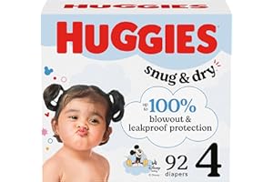 Huggies Size 4 Diapers, Snug & Dry Baby Diapers, Size 4 (22-37 lbs), 92 Count, Packaging May Vary