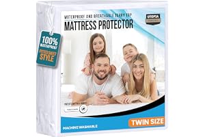 Twin Size Mattress Protector Waterproof, Premium 200 GSM Terry Mattress Cover, Soft & Breathable Bed Cover, Fitted Sheet Styl