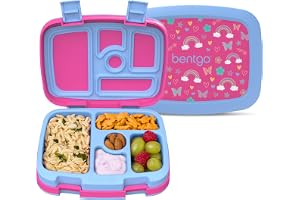 Bentgo Kids Prints Leak-Proof, 5-Compartment Bento-Style Kids Lunch Box - Ideal Portion Sizes for Ages 3-7, Durable, Drop-Pro