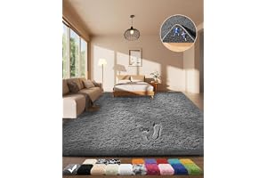 Ophanie Area Rugs for Living Room Bedroom, Washable Non-Slip Fluffy Soft Grey Shag Carpet, Indoor Floor Gray 4x6 Fuzzy Shaggy