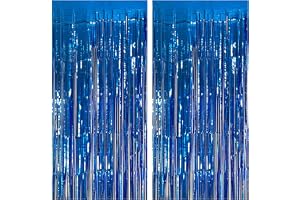 2 Pack Blue Party Decorations Ocean Party Decor Supplies Blue Party Streamers Birthday Decorations Tinsel Foil Fringe Curtain