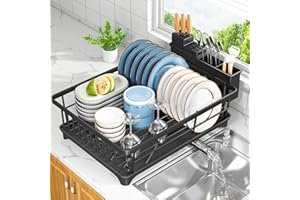 Kmiectse Dish Drying Rack - Space-Saving Small Dish Rack for Kitchen Counter, Rust-Resistant Kitchen Drying Rack, Compact Dis