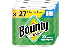 Bounty Quick-Size Paper Towels, White, 8 Family Triple Rolls = 27 Regular Rolls - 3