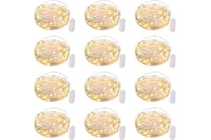 Brightown 12 Pack LED Fairy Lights Battery Operated String Lights - 7ft 20LED Waterproof Silver Wire Firefly Starry Moon Ligh - 4