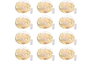 Brightown 12 Pack LED Fairy Lights Battery Operated String Lights - 7ft 20LED Waterproof Silver Wire Firefly Starry Moon Ligh - 5