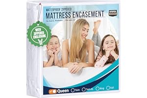 Utopia Bedding Queen Mattress Protector Zippered, 100% Waterproof Bed Bug and Dust Mite Proof Mattress Encasement, Absorbent