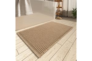 AMOAMI Upgraded Waffle Bath Mat, Super Absorbent Non Slip Bath Mats for Bathroom Floor, Machine Washable Bathroom Rugs with T