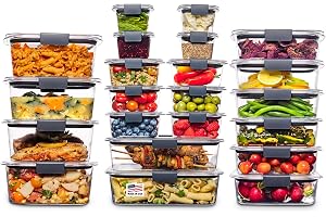 Rubbermaid Brilliance BPA Free 44-Piece Food Storage Containers Set Airtight Leak-Proof with Lids for Meal Prep Lunch and Lef