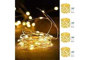 4-Pack Fairy Lights Battery Operated with Timer, 16FT 50 LED String Lights Indoor Outdoor, Cuttable Starry Fairy Lights Water