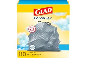 Glad Tall Kitchen Drawstring Trash Bags - Odorshield 13 Gallon White Trash Bag, Febreze Fresh Clean, 110 Count