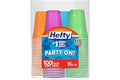 Hefty Party On Disposable Plastic Cups, Assorted, 16 Ounce, 100 Count
