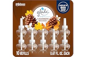 Glade PlugIns Refills Air Freshener, Scented and Essential Oils for Home and Bathroom, Cashmere Woods, 6.7 Fl Oz, 10 Count