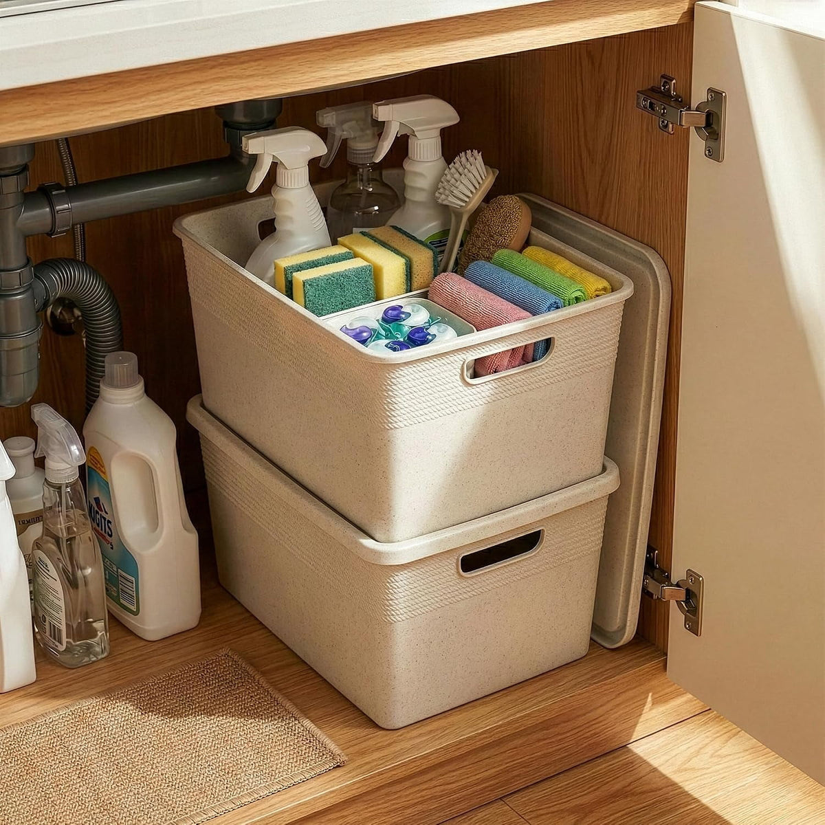 Plastic Storage Bins with Lids 22 Liter 3-Pack Natural - Image 5
