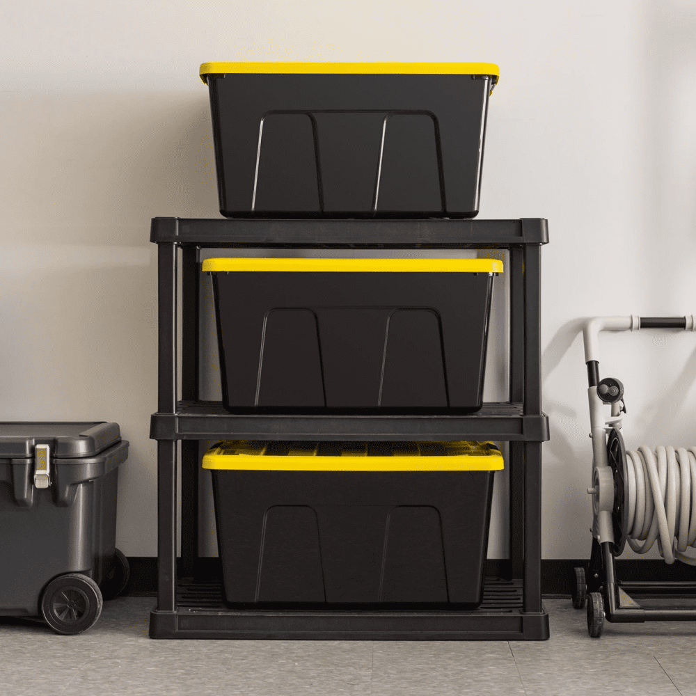 94 Qt. Plastic Stackable Storage Bins with Lids, 3-Pack - Image 4