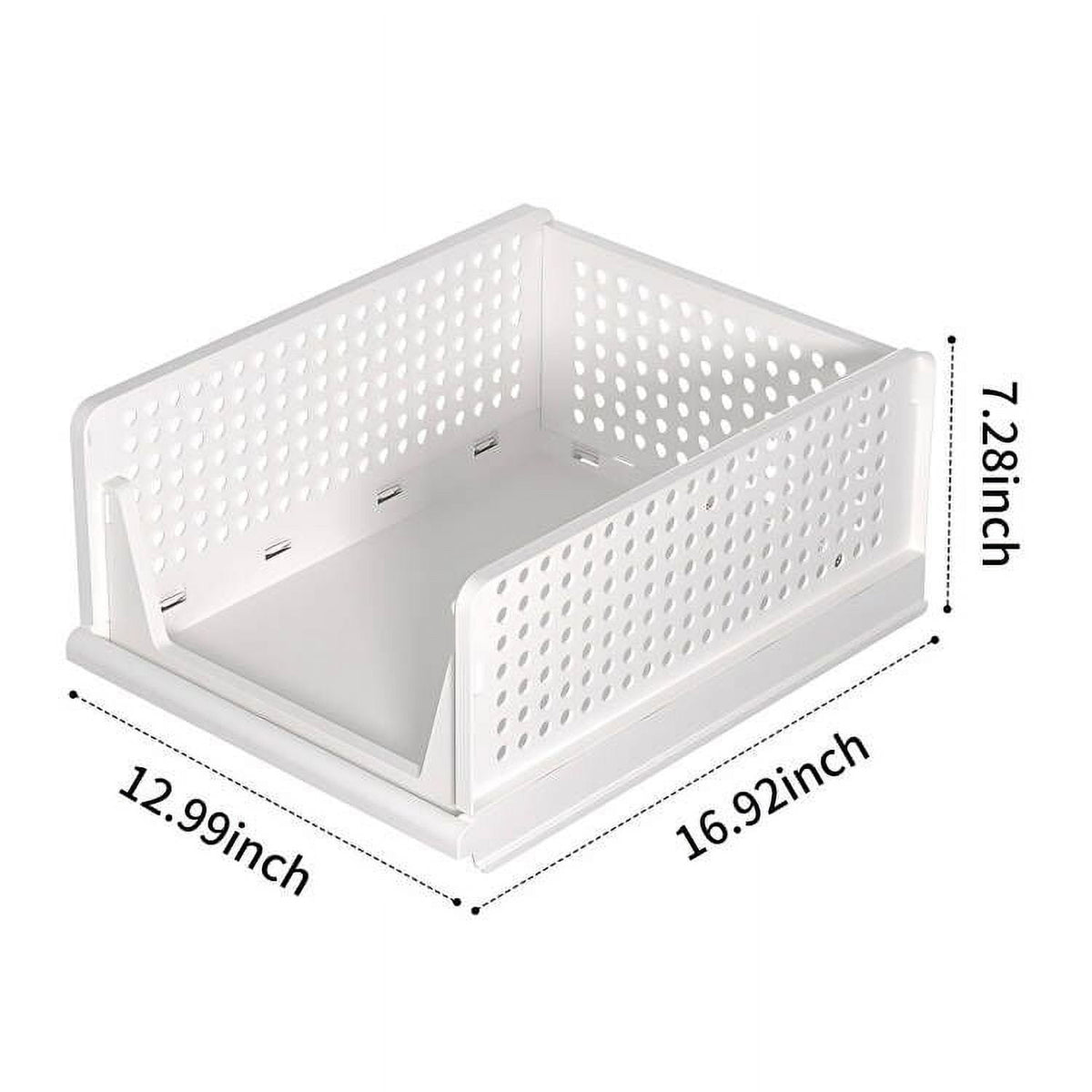 Plastic Storage Basket 4 Pack, Drawer Shelf Container, Foldable Closet Organizers for Wardrobe Cupboard Kitchen Bathr... - Image 4