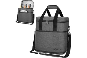 opux 6 Bottle Carrier Tote | Insulated Padded Wine Cooler Bag for Travel. Picnic, BYOB | Portable Leakproof Wine Tote Bag for