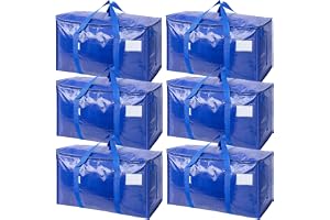 TICONN 6 Pack Extra Large Moving Bags Heavy Duty with Zippers & Carrying Handles, Durable Storage Bags Moving Boxes for Close