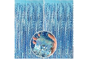 Tinsel Foil Fringe Curtains Wavy Backdrop for Parties Sparkle Metallic Wavy Foil Fringe Backdrop Curtain for Party Decoration