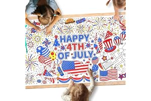 Gatherfun 4th of July Coloring Tablecloth | Patriotic Giant Poster 31.5x72 | Ideal for Independence Day Decor & Activities |