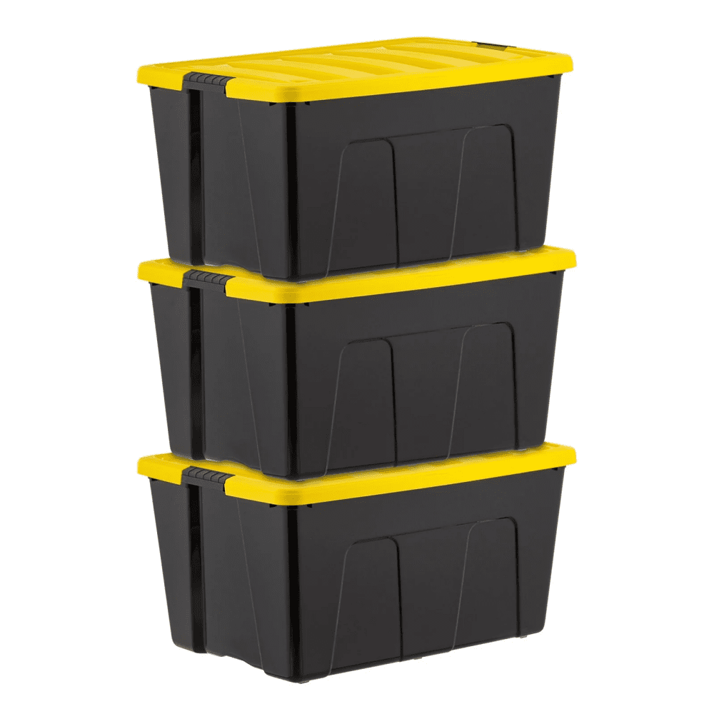 94 Qt. Plastic Stackable Storage Bins with Lids, 3-Pack