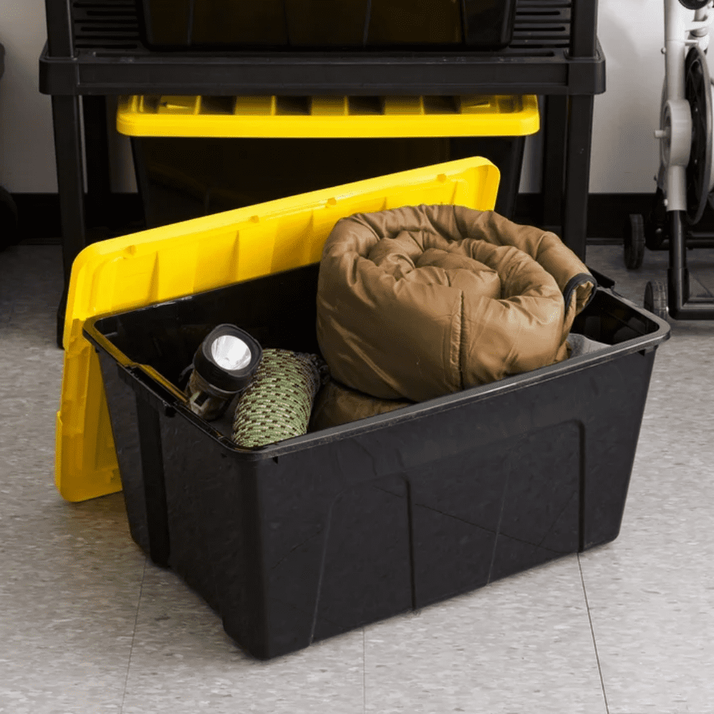 94 Qt. Plastic Stackable Storage Bins with Lids, 3-Pack - Image 5