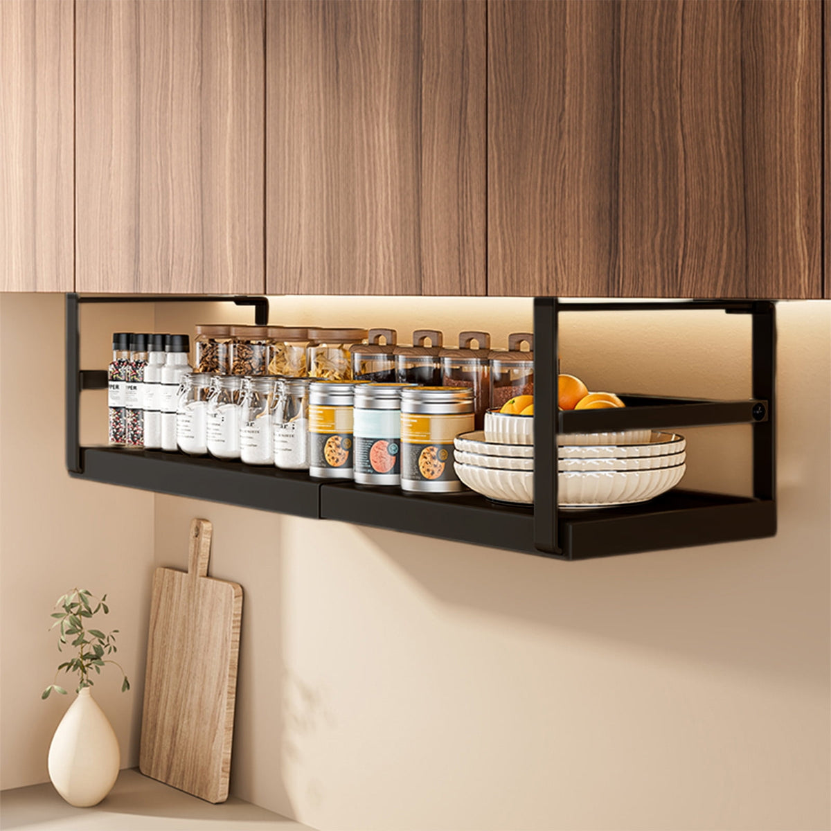 Adjustable Under Shelf Basket Telescopic Kitchen Cabinet Organizer, Expandable Metal Storage Rack for Pantry & Bathro... - Image 2