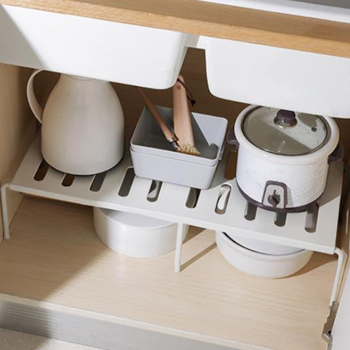 Kitchen Cabinet Expandable Shelf Organizers, Adjustable Metal Wire Pantry Storage Shelves, Plate Dish Organizer Rack ... - Image 2