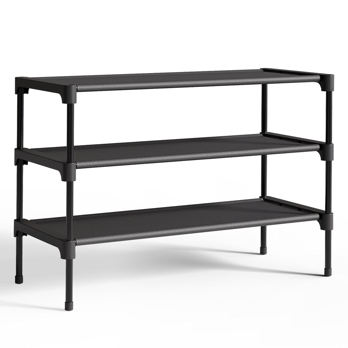 3-Tier Rack, Organizer for Closet, Entryway, Garage or Hallway, 11.5" x 27.2" x 18.3", Black