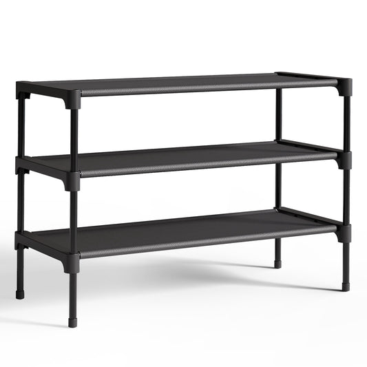 3-Tier Rack, Organizer for Closet, Entryway, Garage or Hallway, 11.5" x 27.2" x 18.3", Black