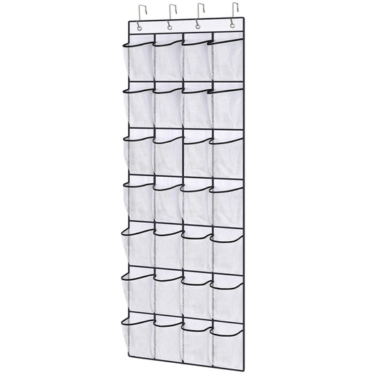 the Door Shoe Organizer, 28 Large Pockets Hanging Shoe Organizer, White