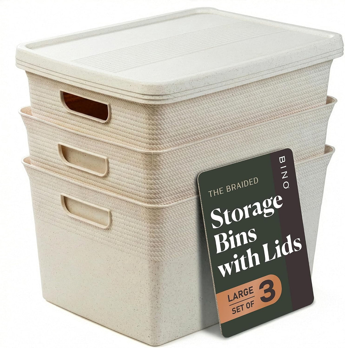 Plastic Storage Bins with Lids 22 Liter 3-Pack Natural - Image 2