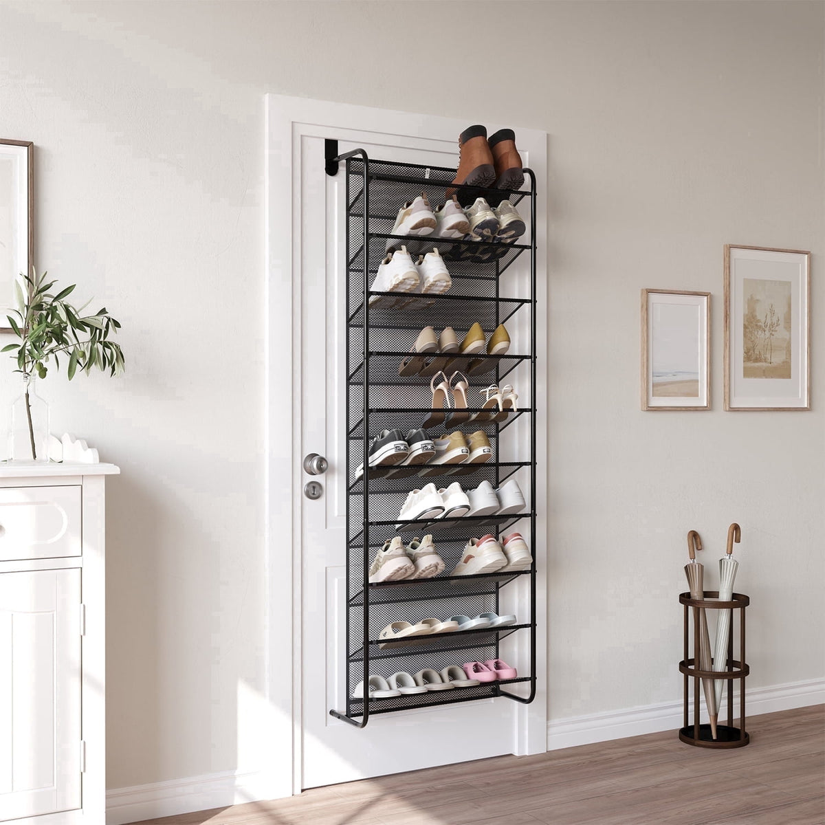 10-Tier over the Door Shoe Rack for 30 Pairs, Metal - Image 2