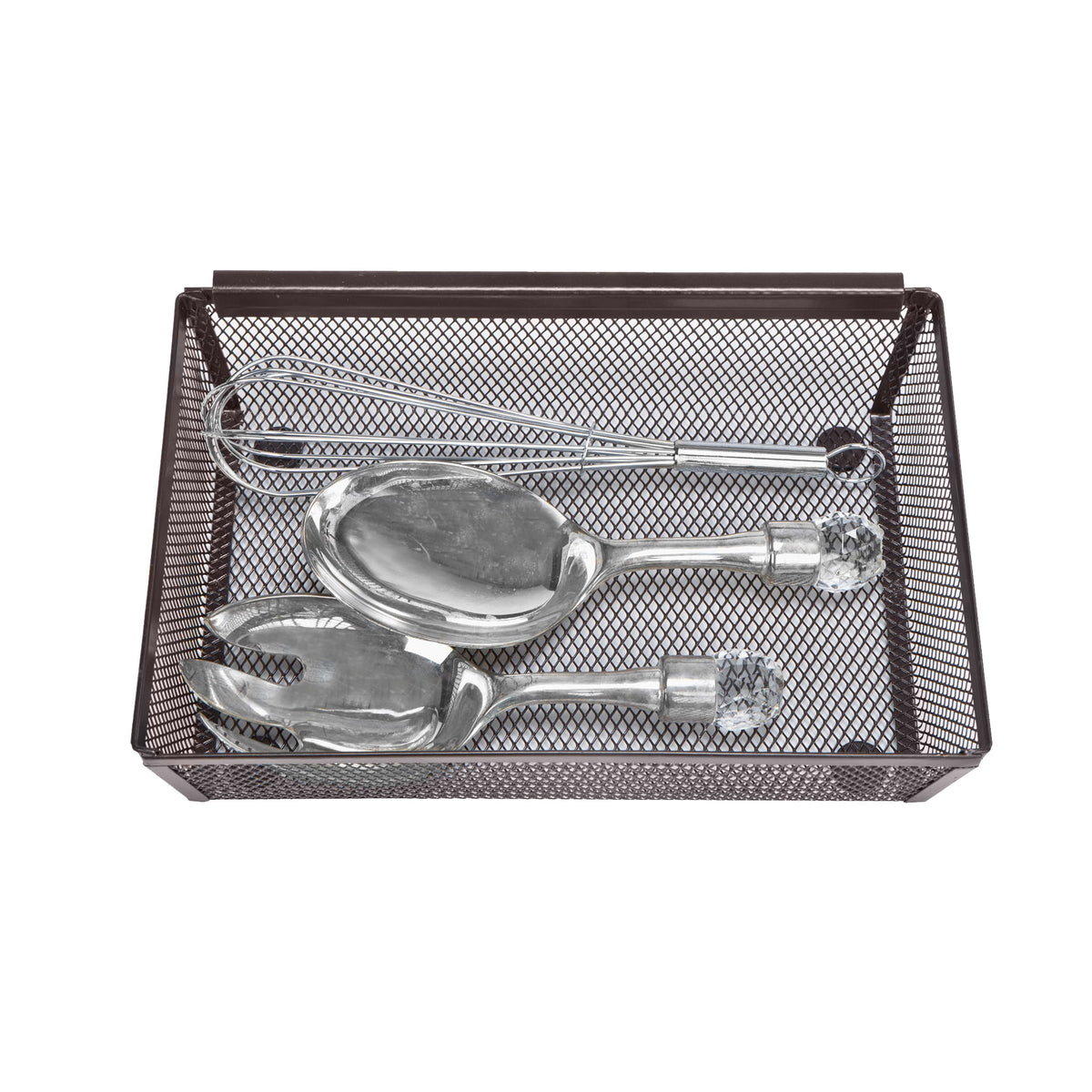 Organizer - 9 x 6 Inch - Steel Metal Mesh Tray - with Interlocking Arm Connection - Utensils, Silverware, Organizatio...