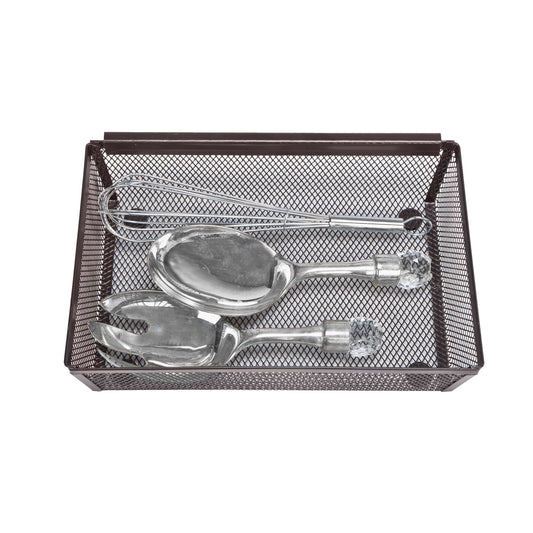 Organizer - 9 x 6 Inch - Steel Metal Mesh Tray - with Interlocking Arm Connection - Utensils, Silverware, Organizatio...