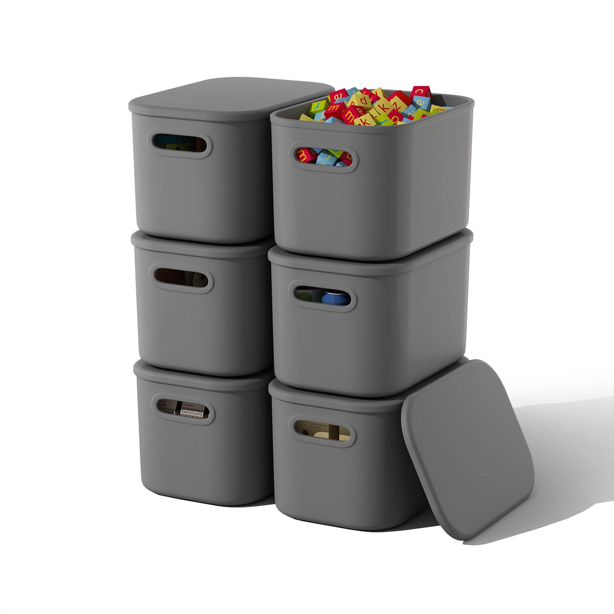 with Lids Stackable Container for Organizing, Boxes with Handle for Shelves, for Craft, Snacks