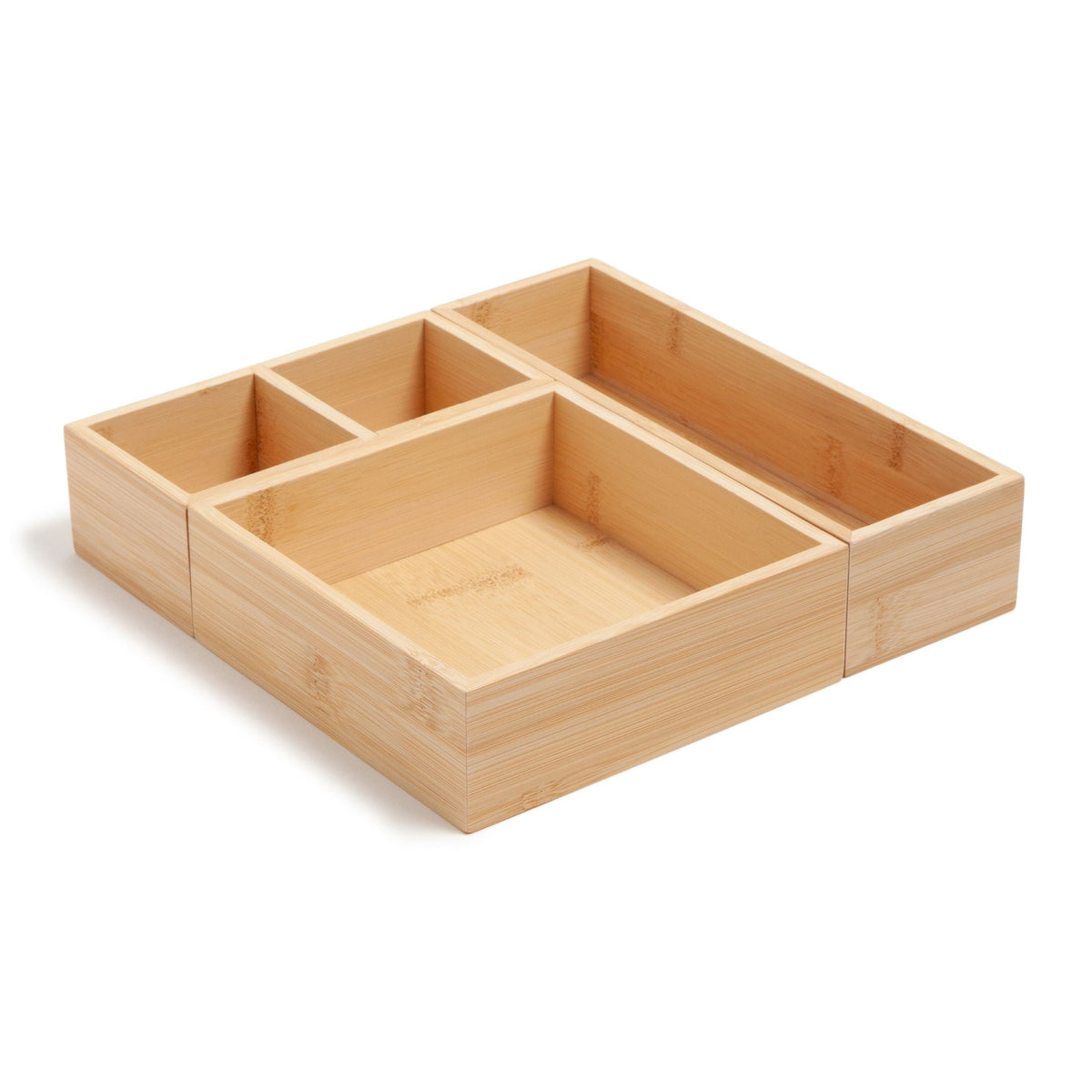 Drawer Organizer, 9x9x2 in., Bamboo, Great Storage Solution for Drawers, 4 Compartments