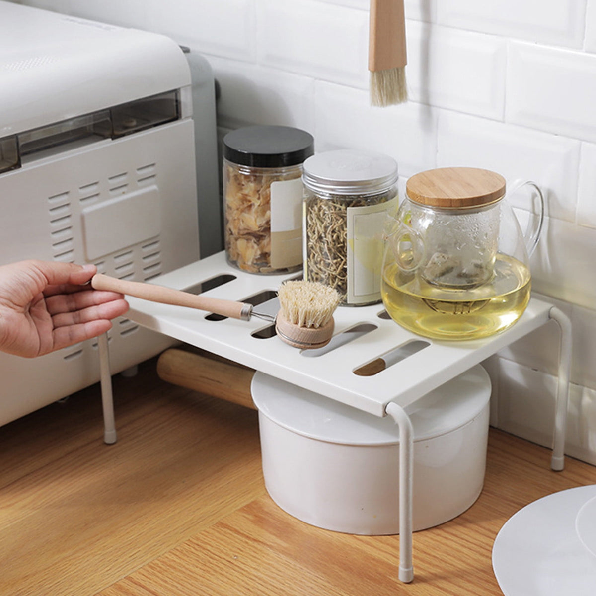 Kitchen Cabinet Expandable Shelf Organizers, Adjustable Metal Wire Pantry Storage Shelves, Plate Dish Organizer Rack ... - Image 5