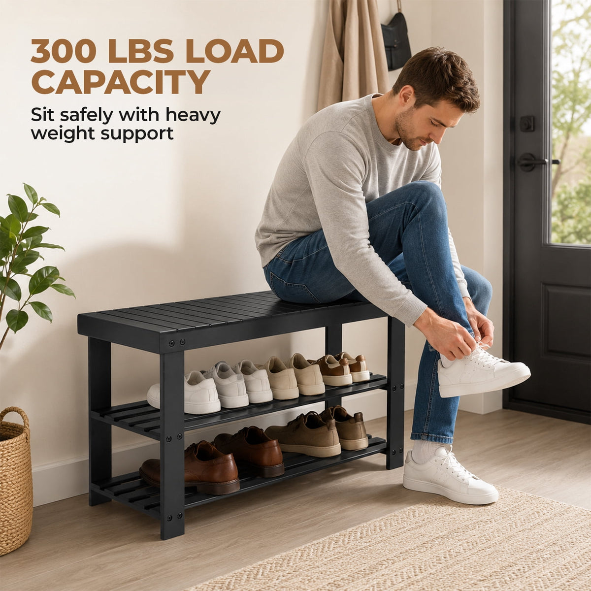 3 Shoe Rack Bench, Shoe Storage Organizer, Entryway Bench, Perfect for Shoe Cubby, Bathroom Bench, Entryway Organizer... - Image 3