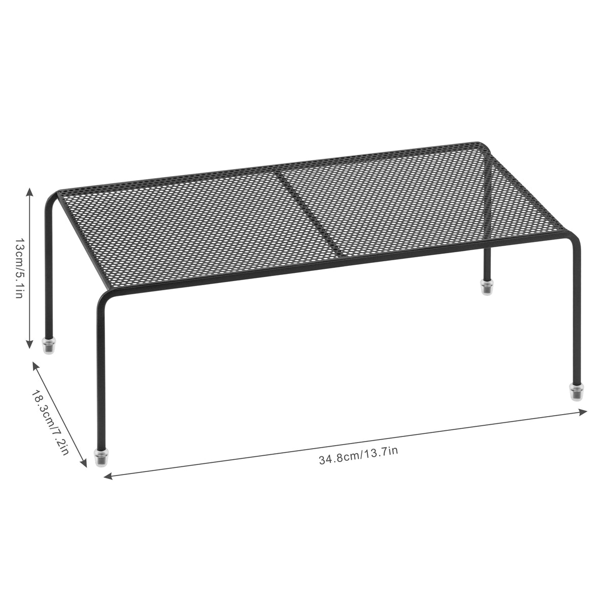 Set of 4 Metal Kitchen Countertop Shelf Riser Organizer for Cabinets, Fridge, and Pantries - Black - Image 3